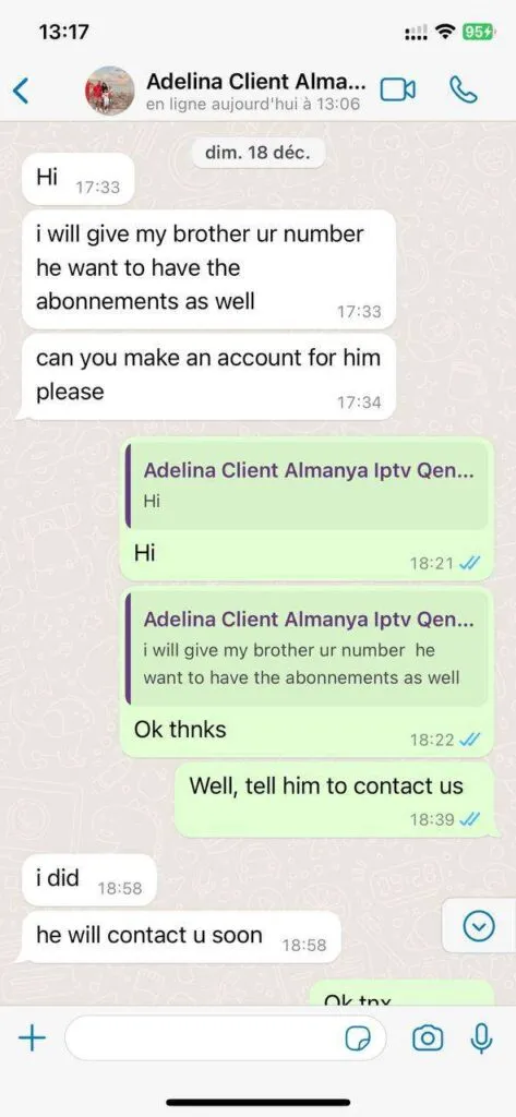 Verified Easyiptvstore Customer WhatsApp Feedback